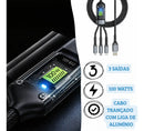 Cabo De Carregamento Rápido 100w 3 Saídas Carregador Triplo
