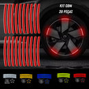 20 Peças Adesivos Para Roda de Moto Refletivos De Listras Decorativas Para Rodas De Carro