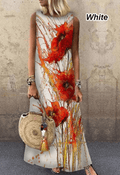 vestido longo floral de pescoço redondo em casa - Treslo Shop
