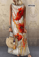 vestido longo floral de pescoço redondo em casa - Treslo Shop
