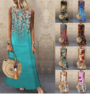 vestido longo floral de pescoço redondo em casa - Treslo Shop