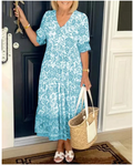 vestido boemio com decote em V -adicione um toque de cor ao seuguarda-roupa - Treslo Shop