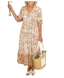 vestido boemio com decote em V -adicione um toque de cor ao seuguarda-roupa - Treslo Shop
