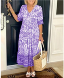vestido boemio com decote em V -adicione um toque de cor ao seuguarda-roupa - Treslo Shop