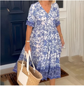 vestido boemio com decote em V -adicione um toque de cor ao seuguarda-roupa - Treslo Shop